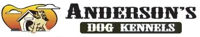 A logo for anderson 's dog kennels with a picture of a dog