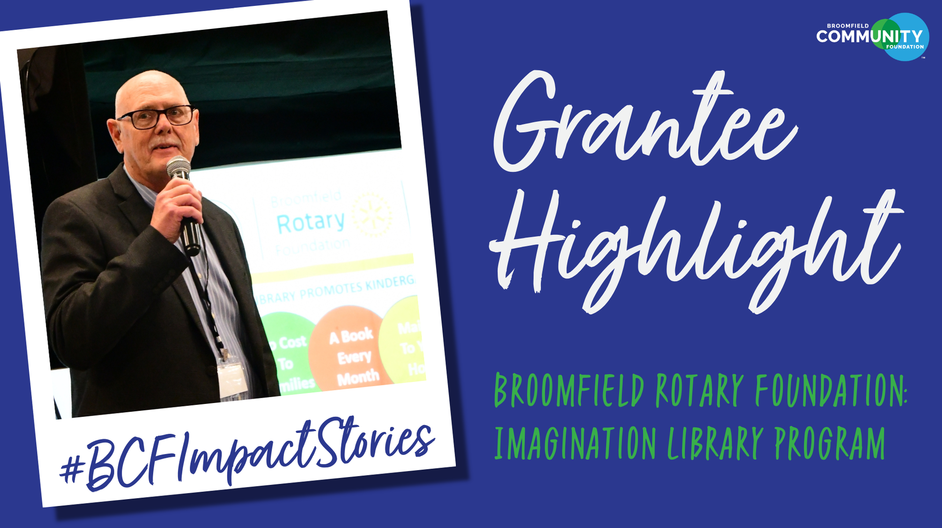 Grantee Highlight graphic: Broomfield Rotary Foundation Imagination Library Program
