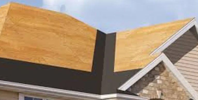 A house with a roof that is being built.