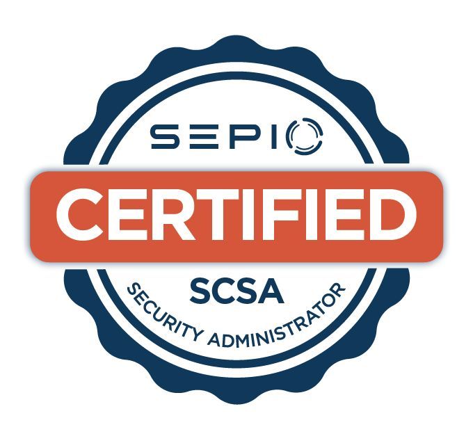 SEPI certified badge: blue and orange seal,