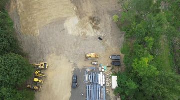 Aerial view of site work in Epping, NH