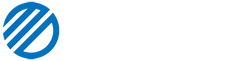 Blue logo featuring a circle with diagonal lines.
