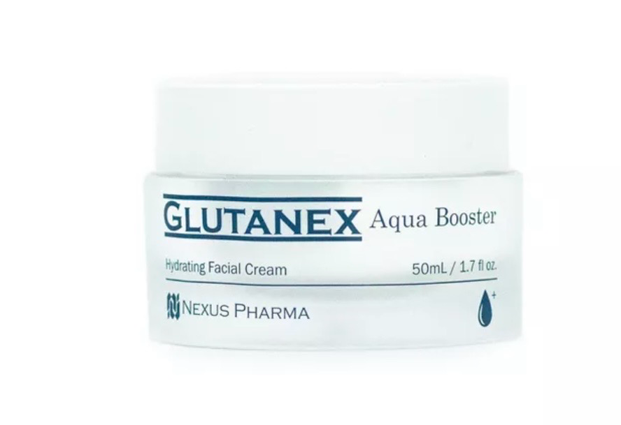 GLUTANEX Aqua Booster hydrating facial cream jar, white and aqua packaging, 50ml