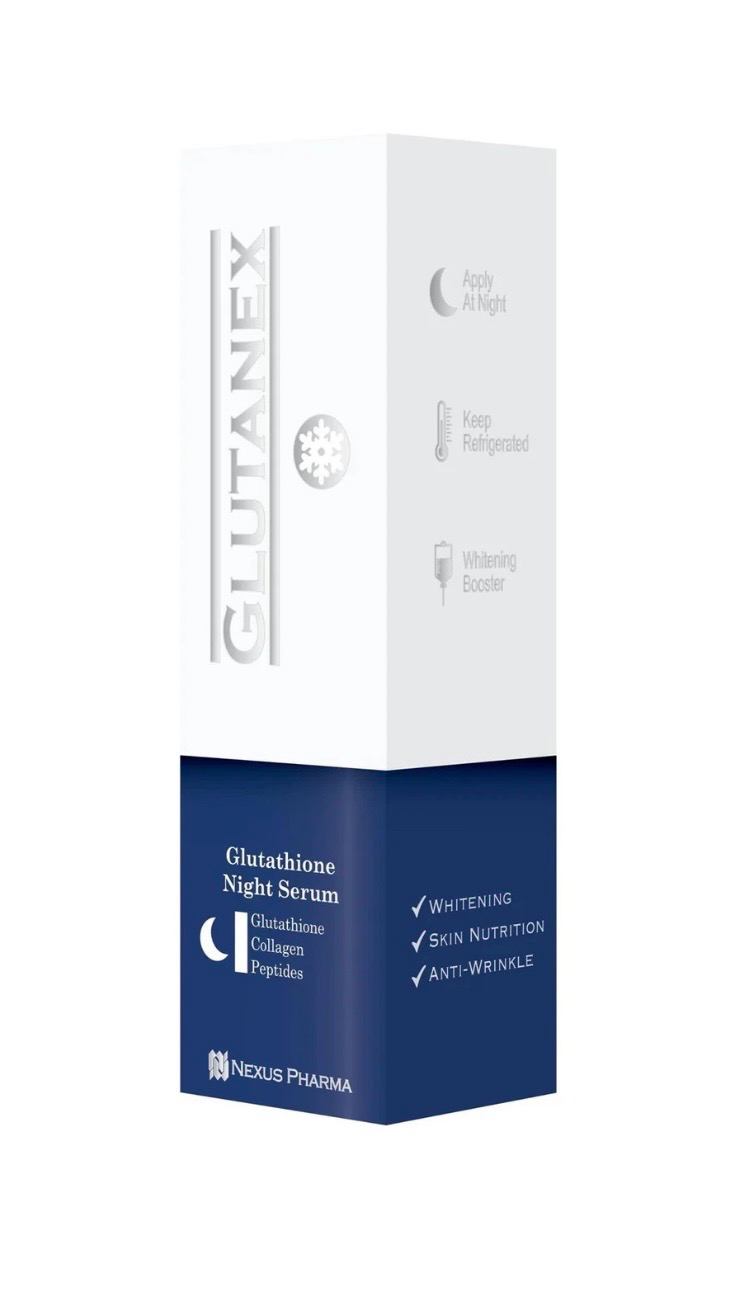 White and navy product box labeled “GUTANEX” with small icons and text on the front.