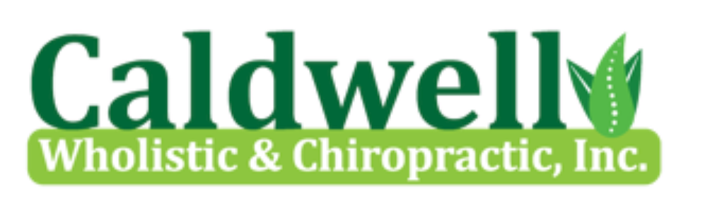 Logo for Caldwell Wholistic & Chiropractic Health Center. Green aloe-like plant graphic next to text.