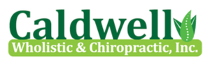 Logo for Caldwell Wholistic & Chiropractic Health Center. Green aloe-like plant graphic next to text.