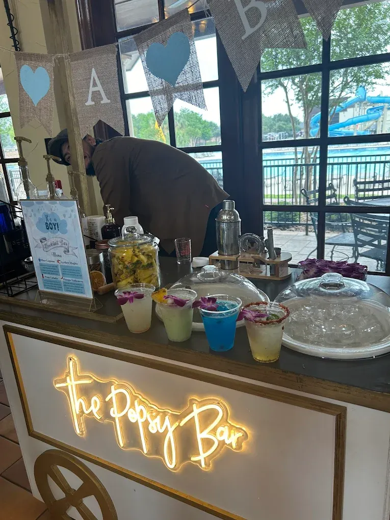 Bar cart with neon sign 