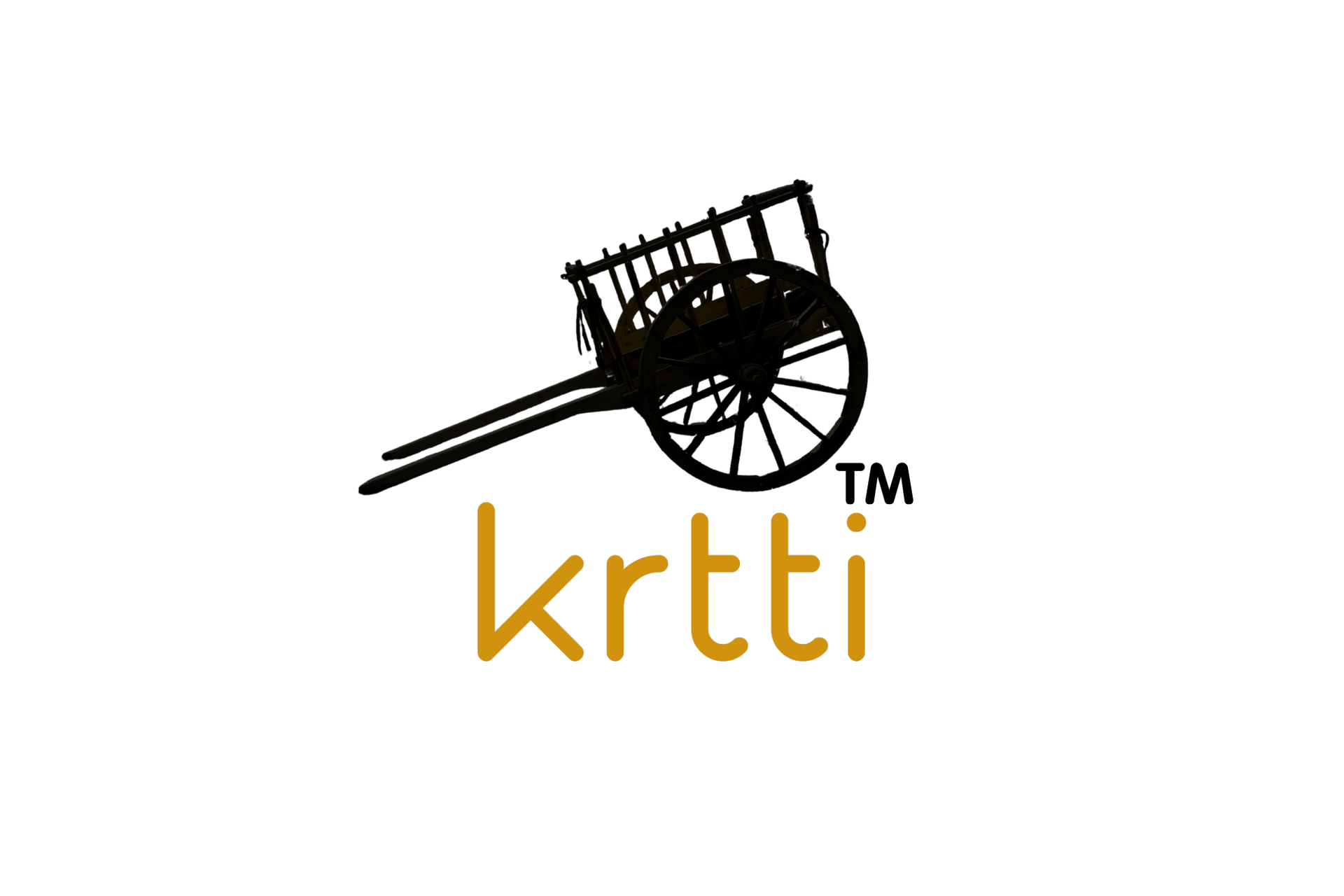 Our logo: A side profile silhouette of our handcrafted red river carts, made by Garry Patterson. Red River cart above KRTTI (pronounced Kritty)