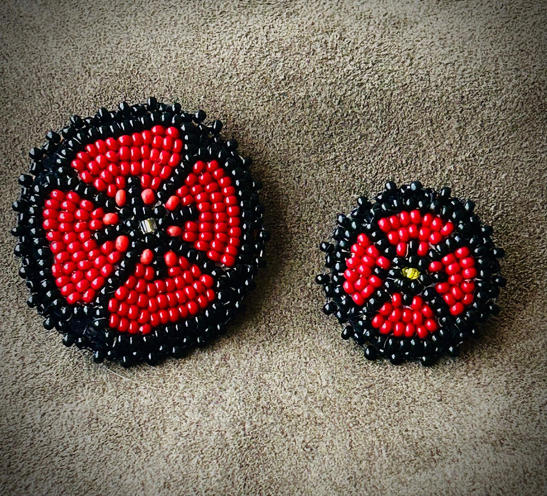 Hand crafted beaded poppy pins