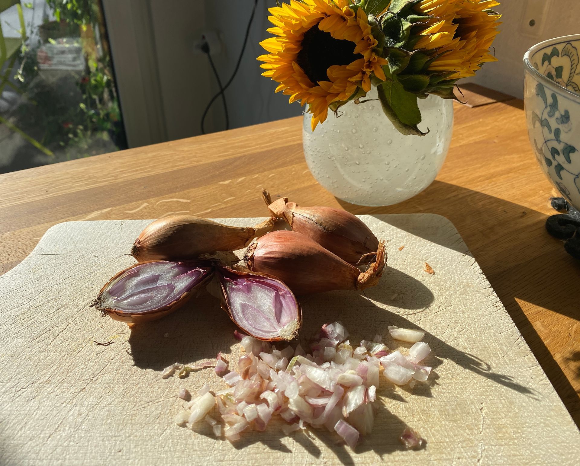 Zwieblen schneiden und daran wachsen