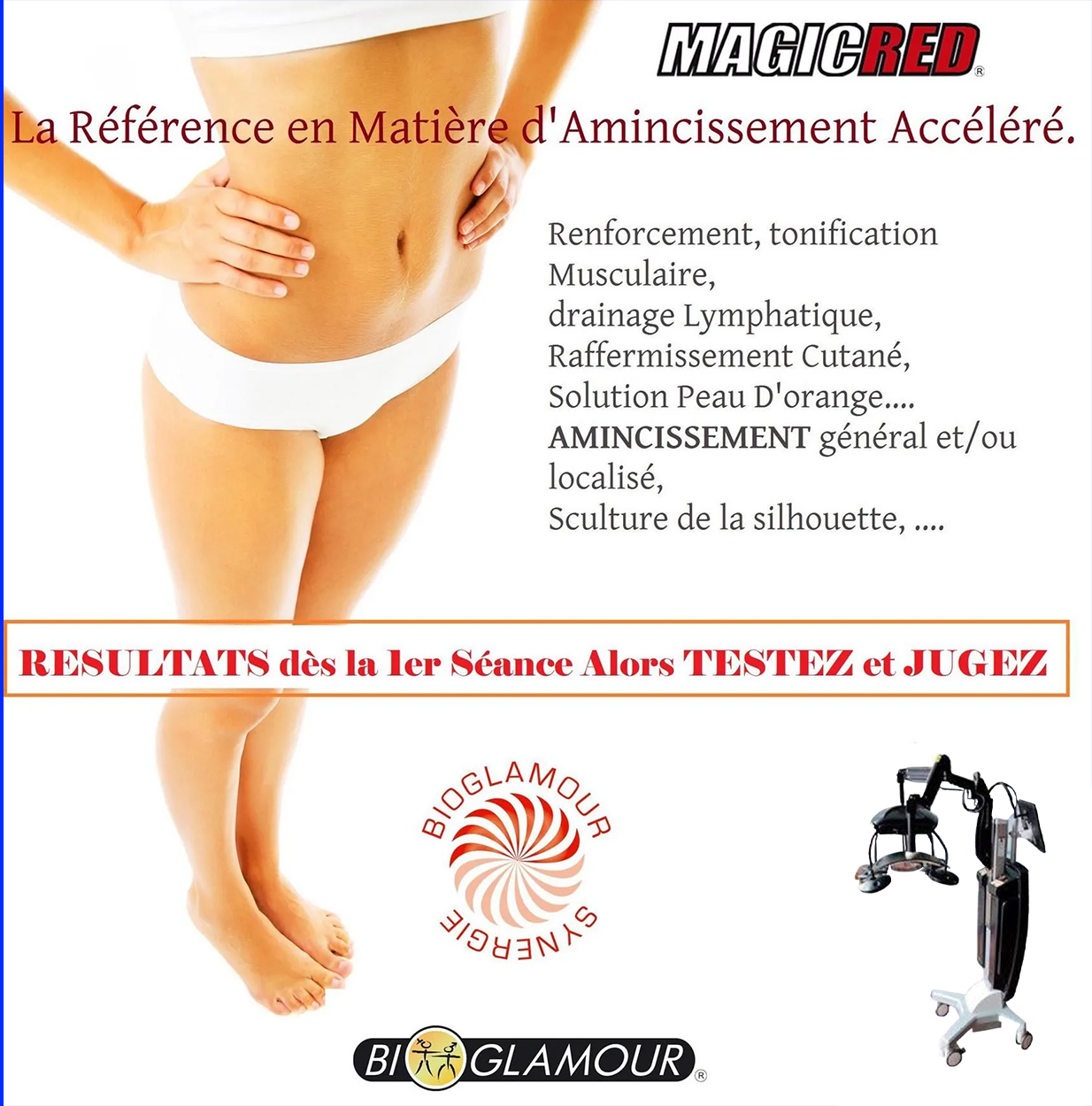 Le torse d'une femme est montré dans une publicité pour Magic Red
