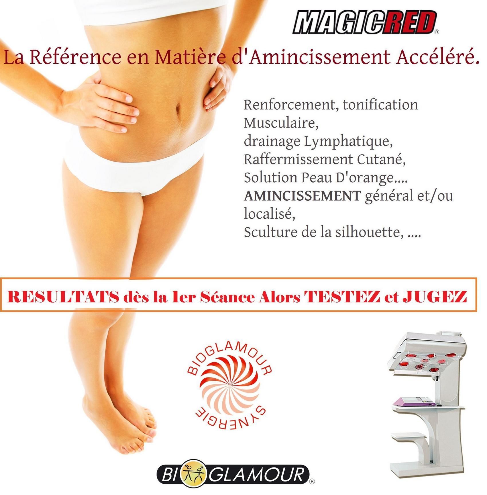 Le torse d'une femme est montré dans une publicité pour Magic Red