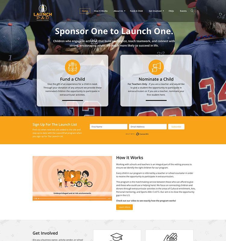 Launchpad 4 Kids - Sponsorship Website