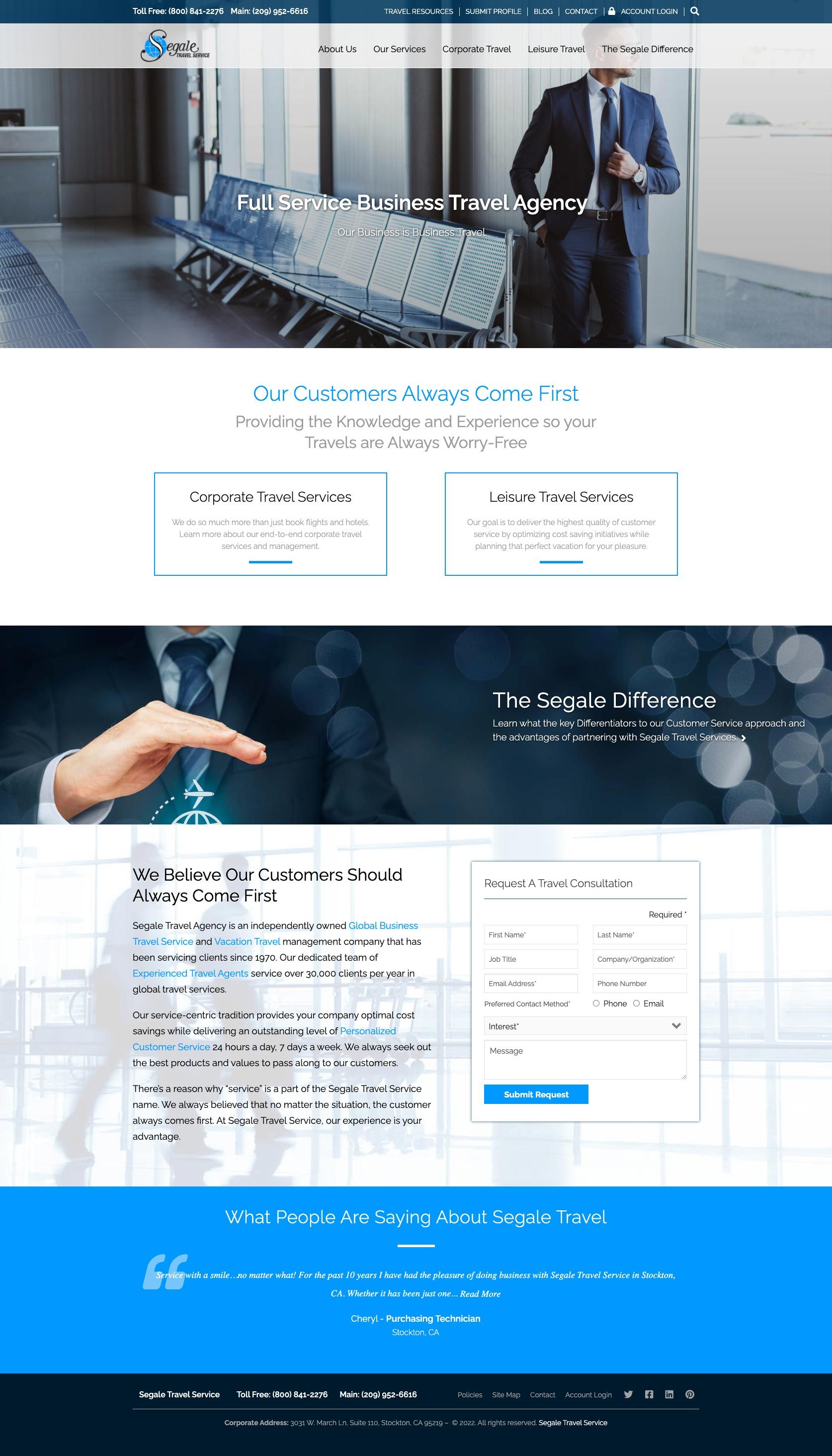 Segale Travel Service Website