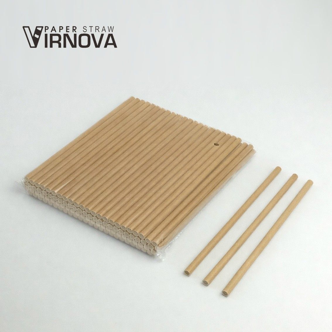 Virnova 竹好吸 6x195mm 棕色平口裸包竹纖維紙吸管商品展示圖