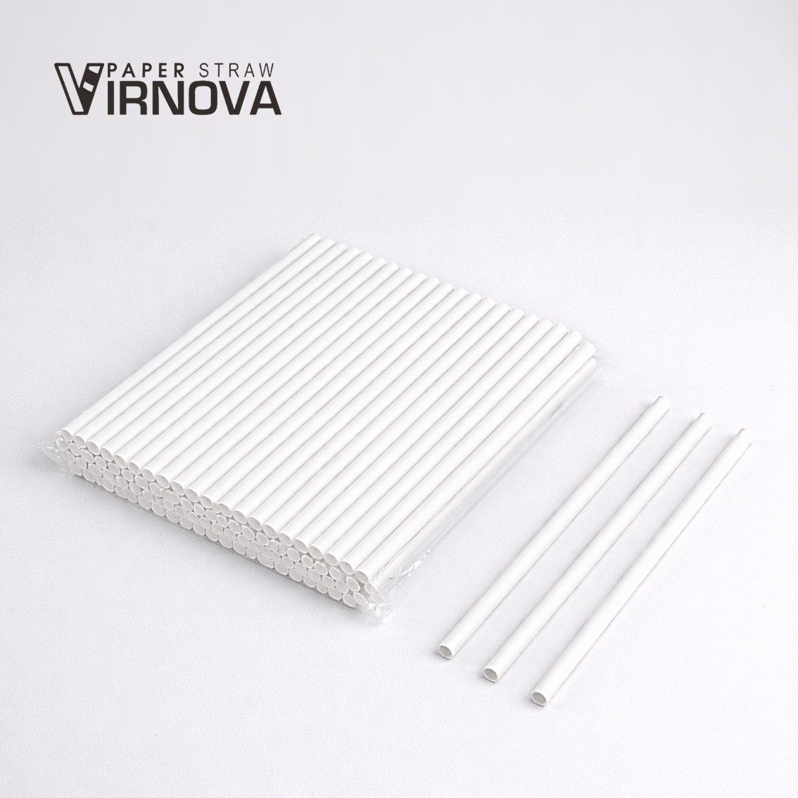 Virnova 竹好吸 6x195mm 白色平口裸包竹纖維紙吸管商品展示圖