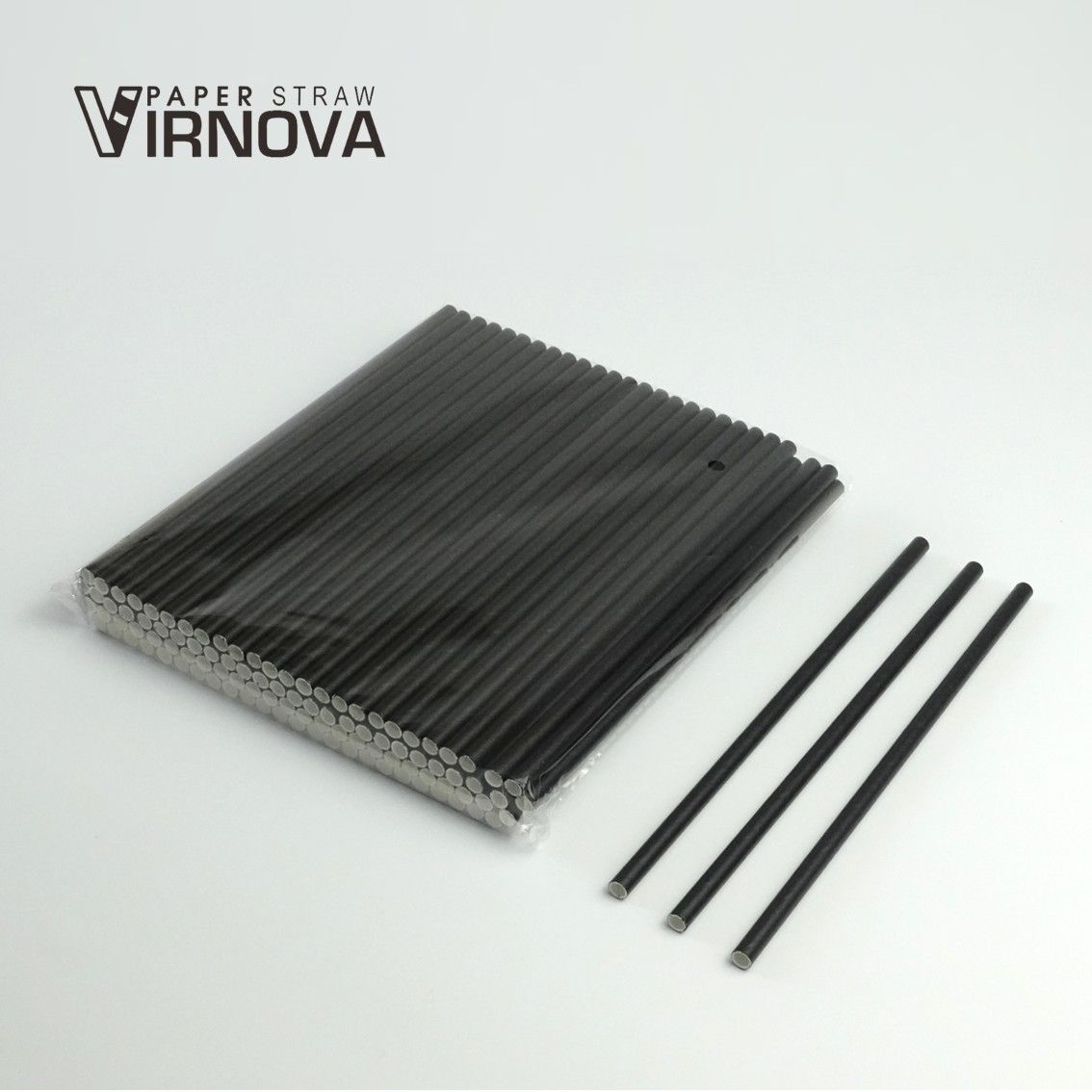Virnova 竹好吸 6x195mm 黑色平口裸包竹纖維紙吸管商品展示圖
