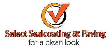 Logo: Orange checkmark in circle, text "Select Sealcoating & Paving" for a clean look!
