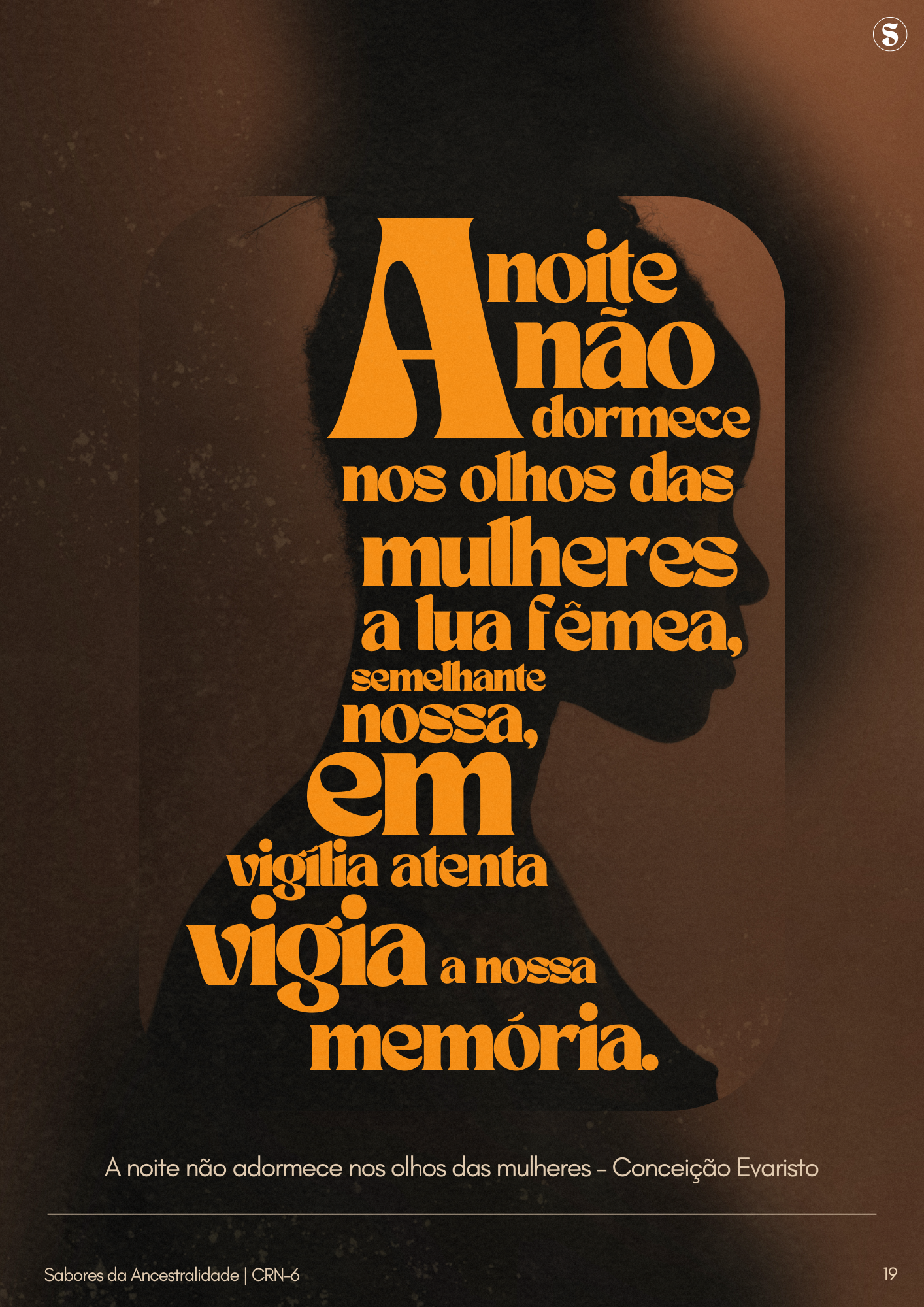 Um cartaz com a silhueta de uma mulher e as palavras noite nao dormece