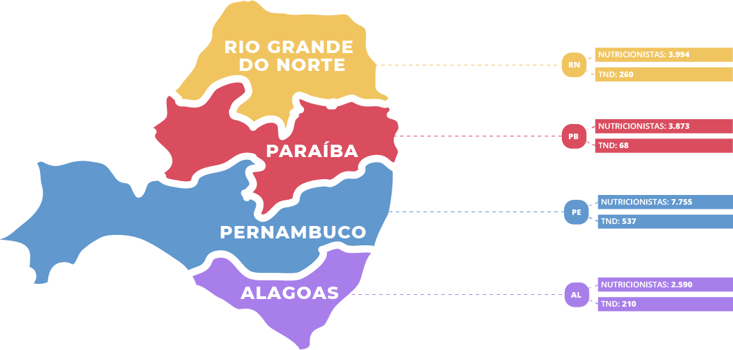 Um mapa mostrando os estados da paraíba e alagoas