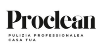 Logo Proclean con testo nero e slogan “pulizia professionale casa tua” su sfondo bianco