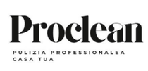 Logo Proclean con testo nero e slogan “pulizia professionale casa tua” su sfondo bianco