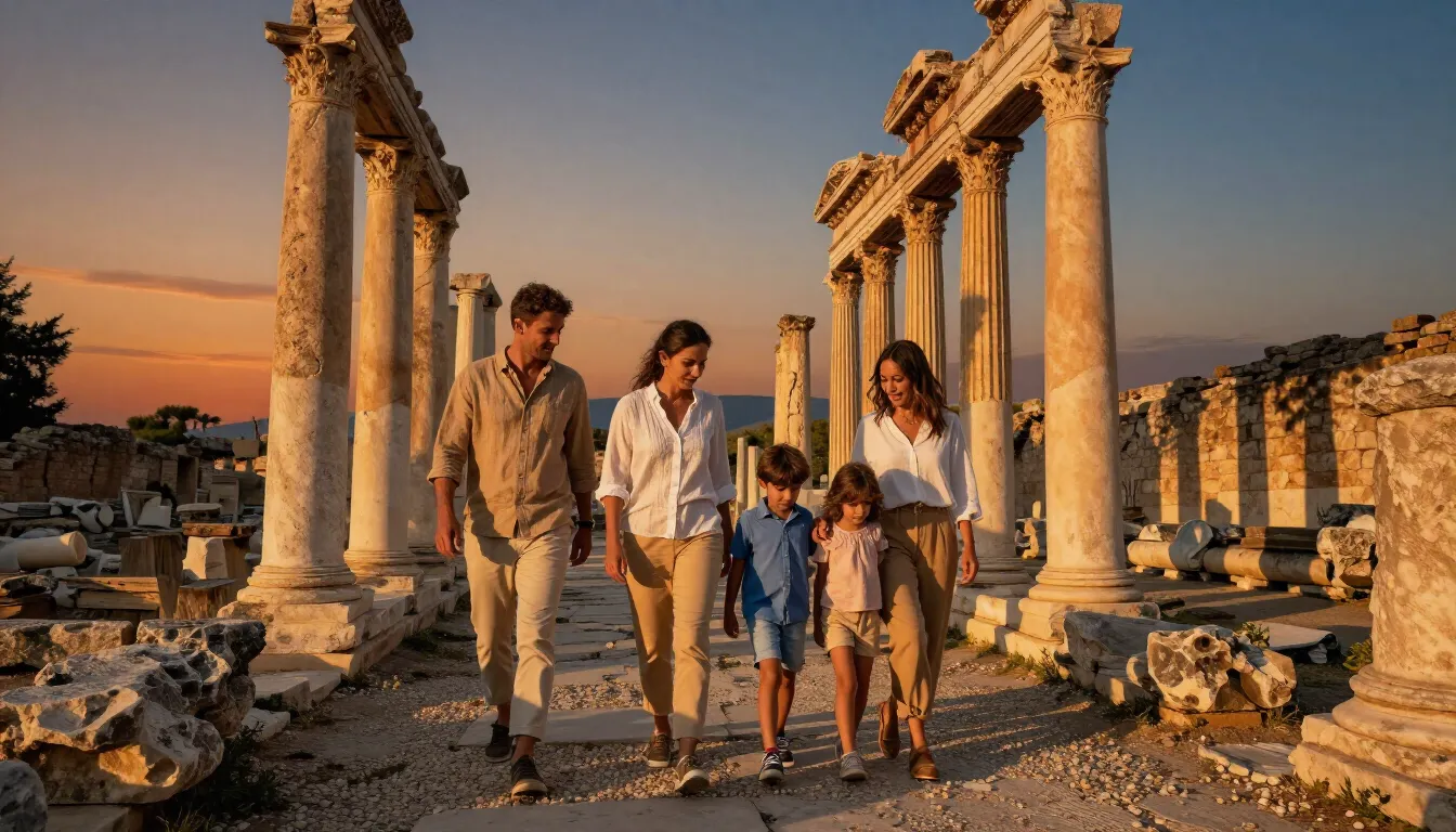 Family Exploring Ruins