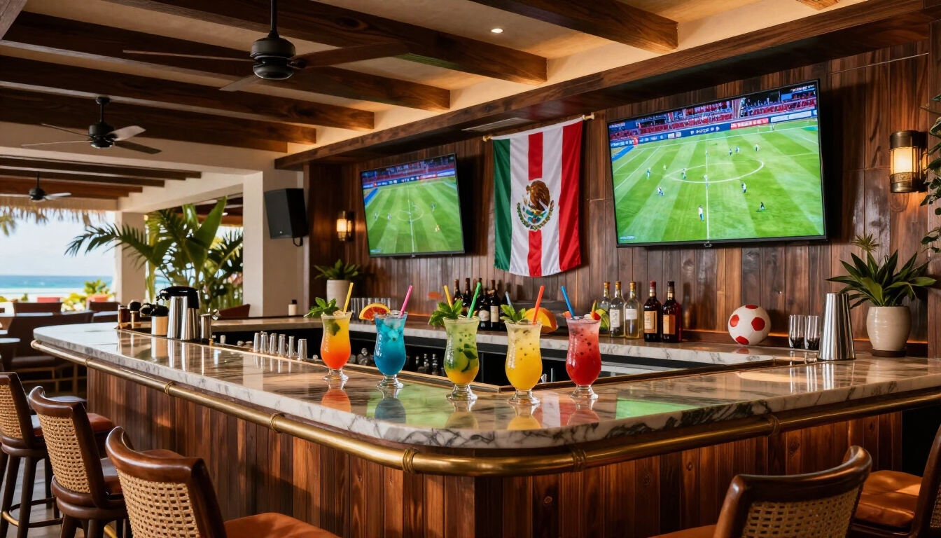 Watching football at a resort