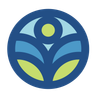 A blue circle with a yellow circle in the middle