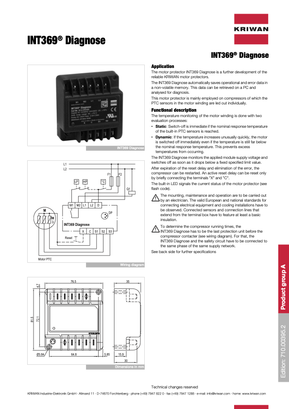 Renkamed INT369D diagnosis manual page with wiring diagrams and black control module photo