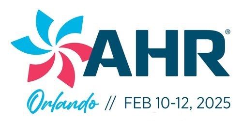 AHR Orlando logo with blue and pink pinwheel icon, Feb 10–12, 2025
