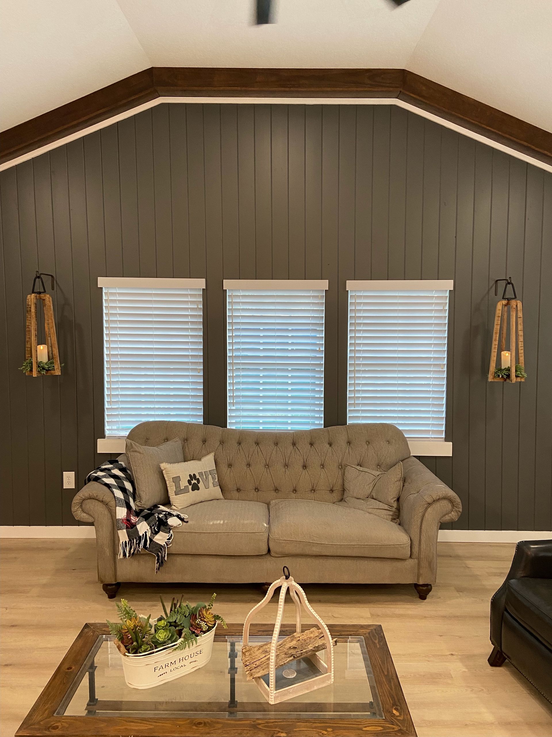 Custom real wood blinds in a Texas dining room