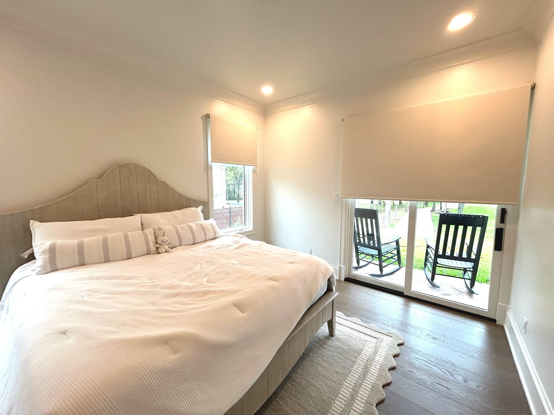 Custom roller shades in a Texas living room