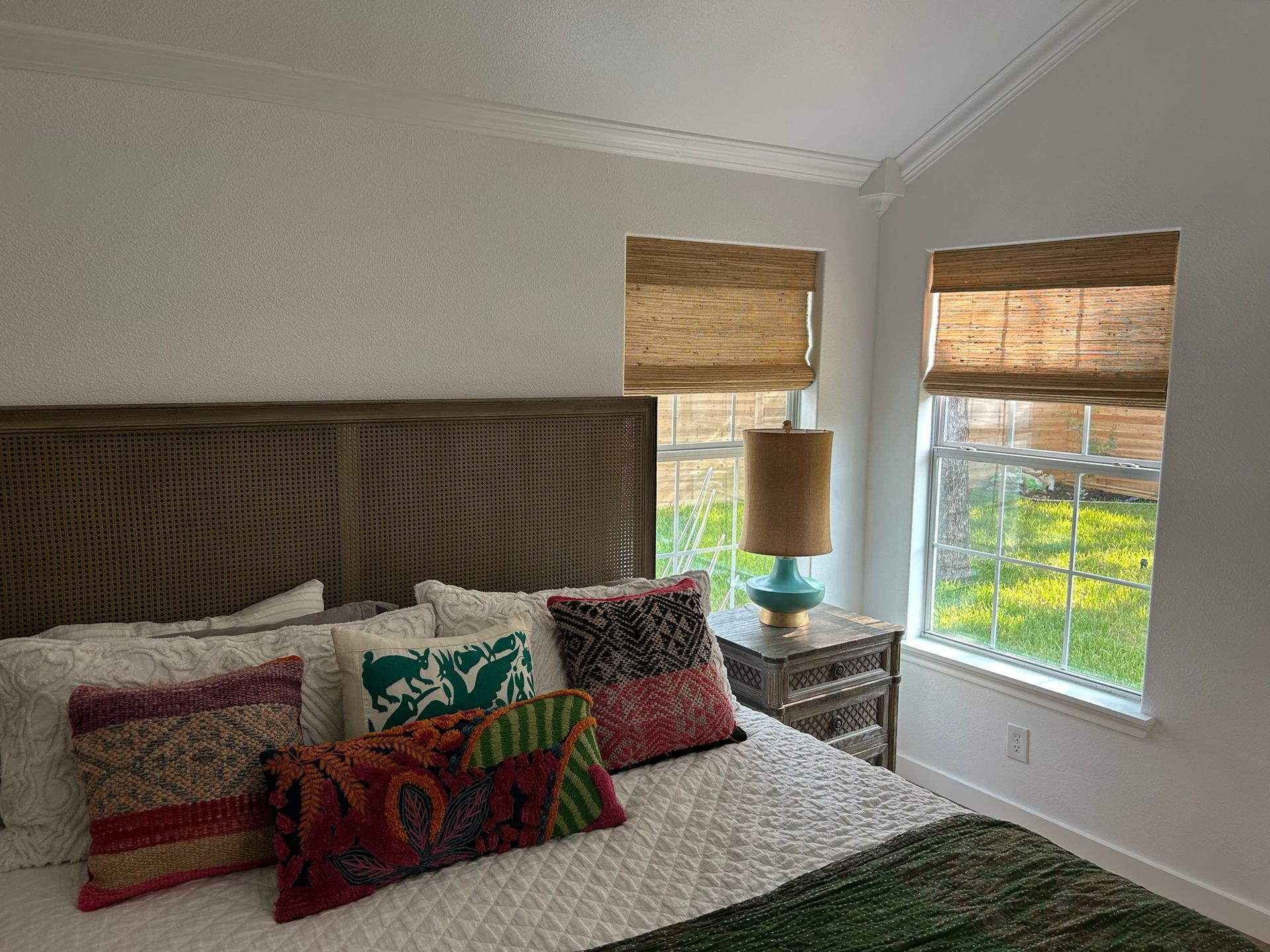 Woven wood bamboo shades in a Texas home