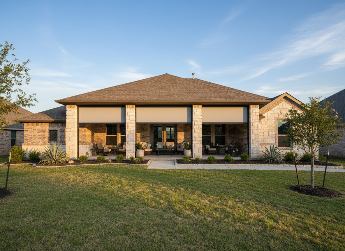 Energy efficient patio shades in a Texas home
