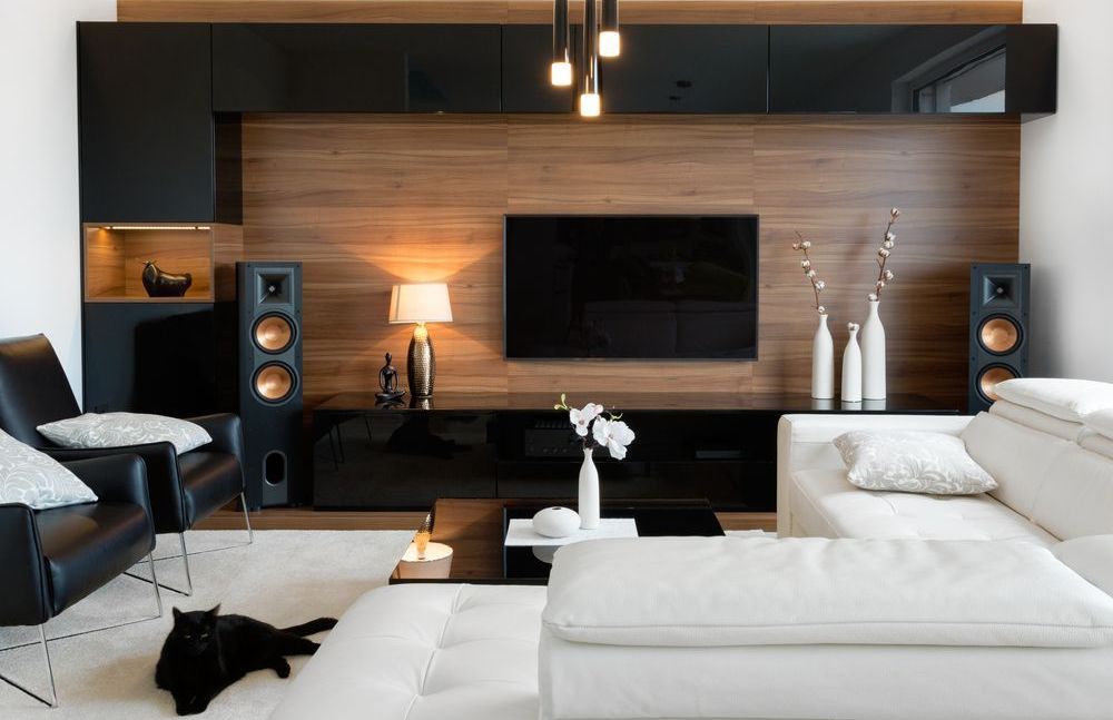 A Living Room With Lighting and Entertainment System— Aliance Group in Bonville, NSW 
