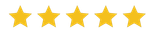 A row of five yellow stars on a white background.