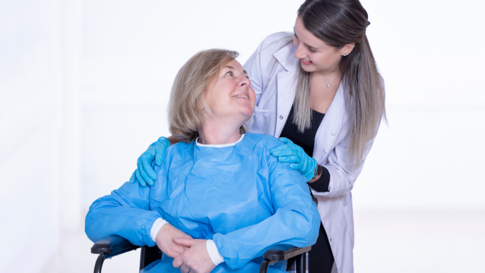 caring nurse and elderly Alzheimer patient