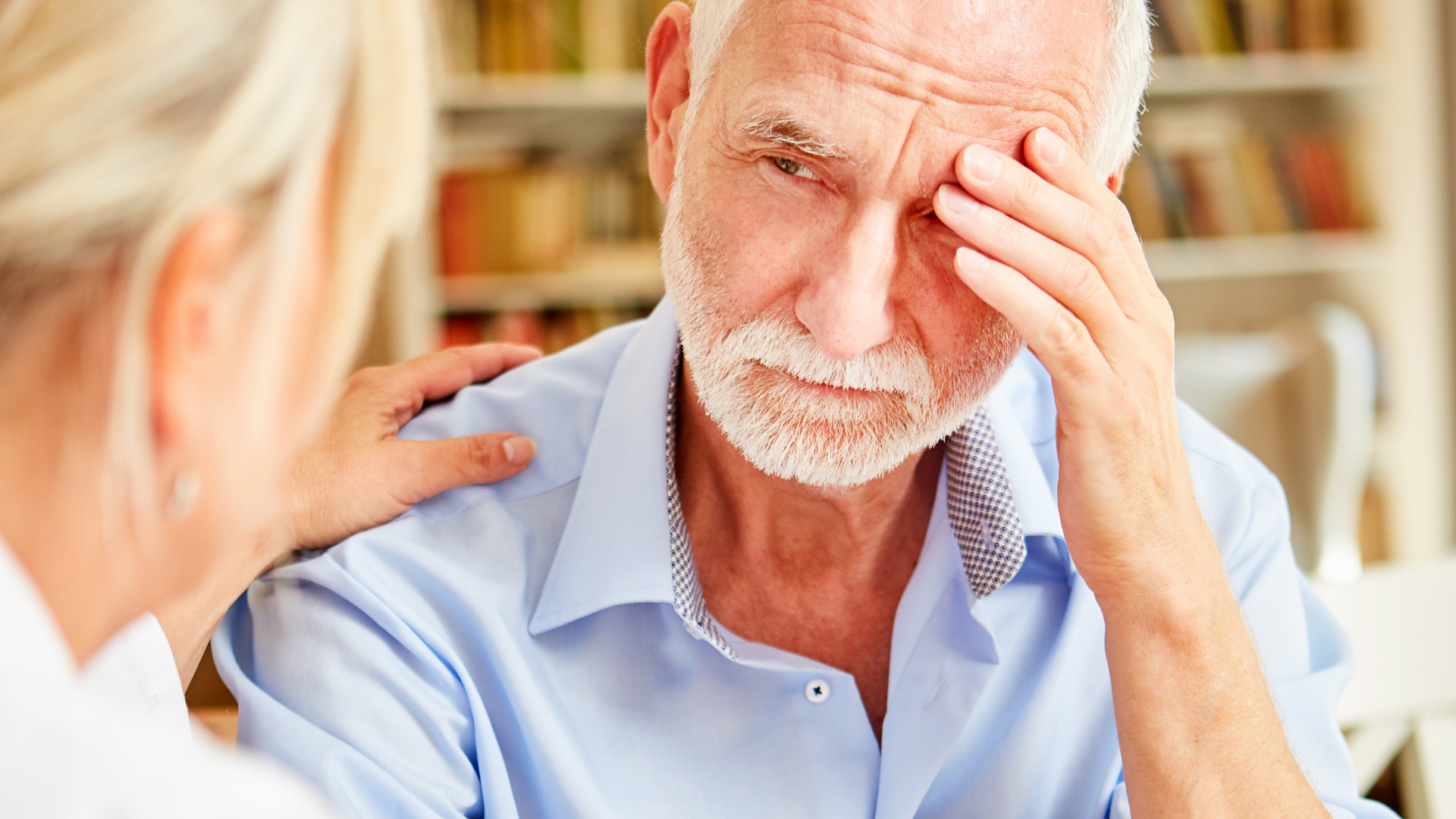 Senior Man with Dementia Cared for Caring