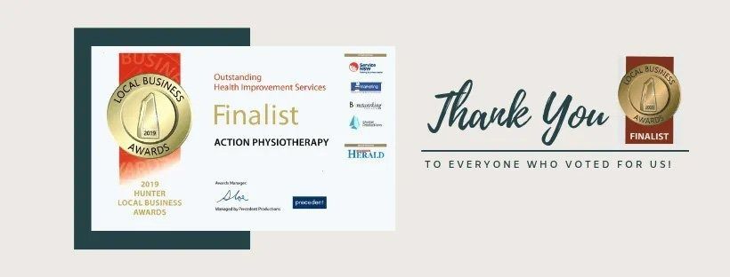 A Picture of A Certificate and A Thank You Message — Action Physiotherapy in Cooks Hill, NSW