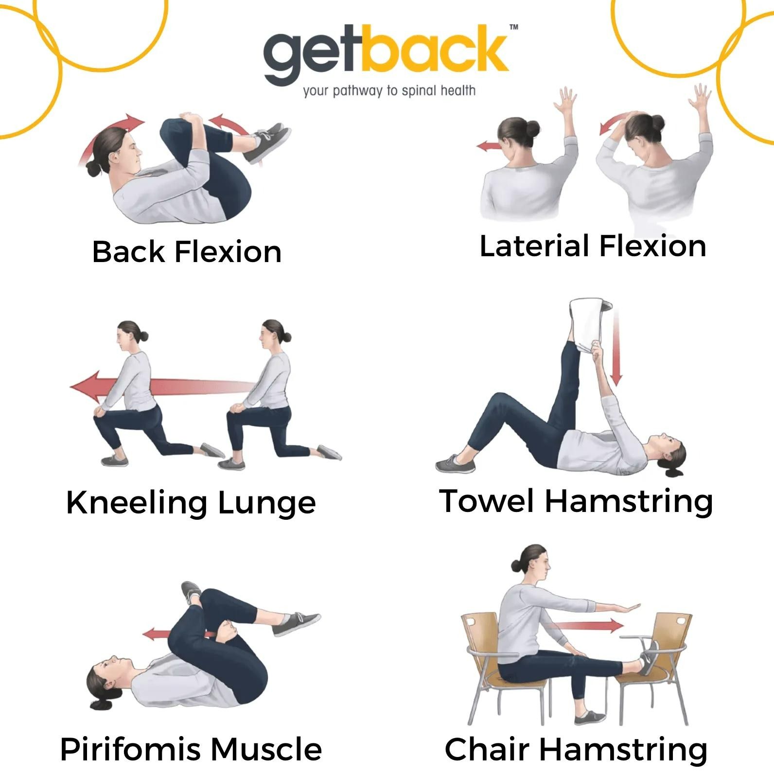 A Woman Is Kneeling Lunge, Towel Hamstring, Piriformis Muscle, and Chair Hamstring — Action Physiotherapy in Cooks Hill, NSW