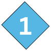 A blue diamond with the number one inside of it.