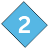 A blue diamond with the number 2 inside of it.