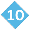 A blue diamond with the number 10 on it.