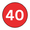 A red circle with the number 40 inside of it.