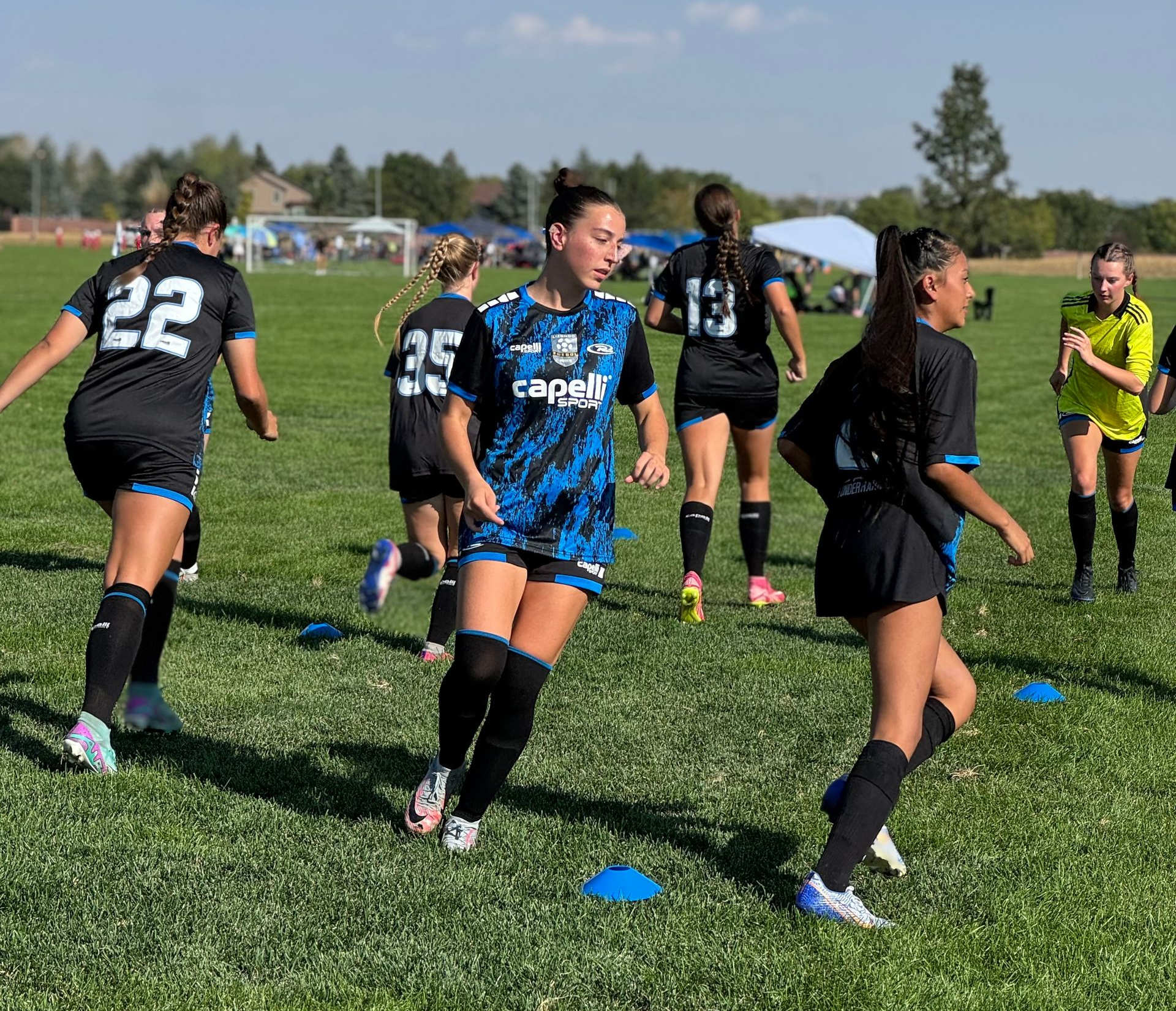 Teen girls practicing soccer for LFA Rush