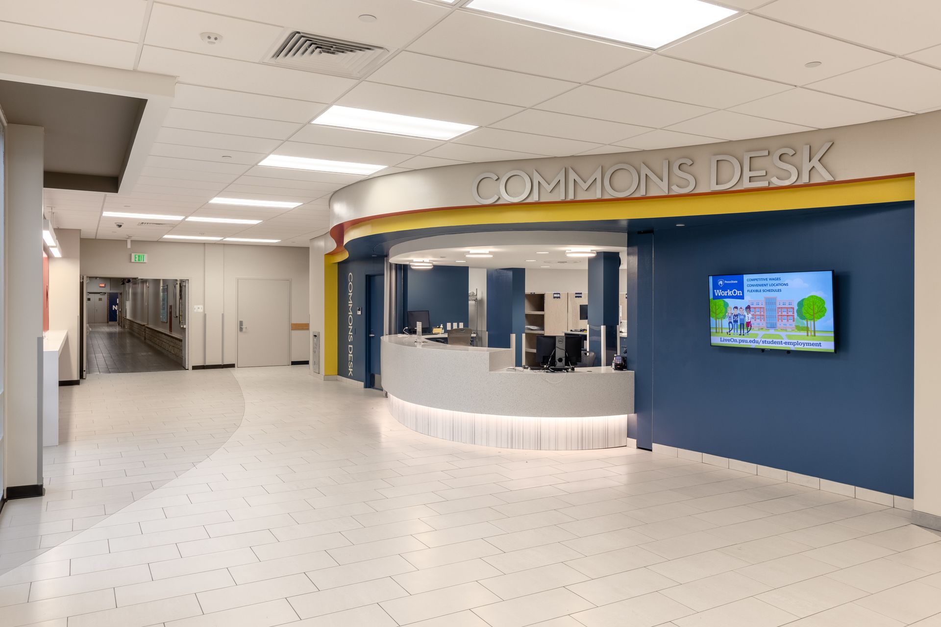 Interior shot of a modern commons area with a