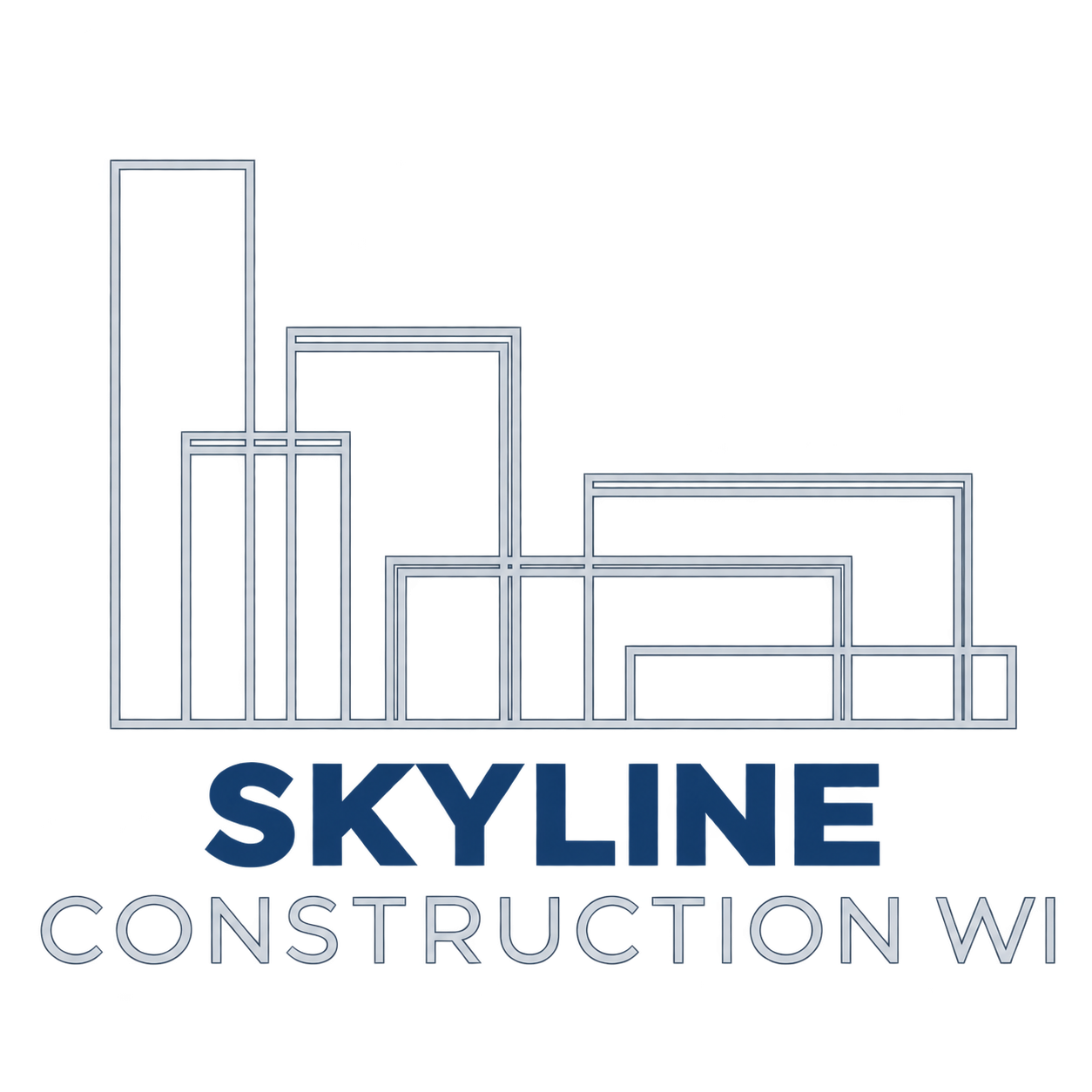 Skyline Construction WI logo with blue and gray building outlines above the company name