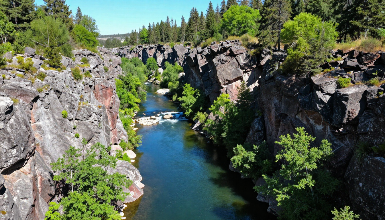Aerial view of Salmon River canyon