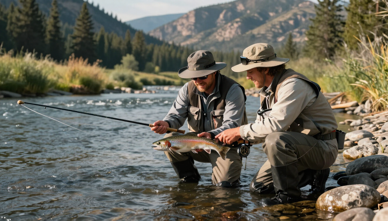 Angler enjoying a calm guided fishing moment with a professional guide on the Salmon River